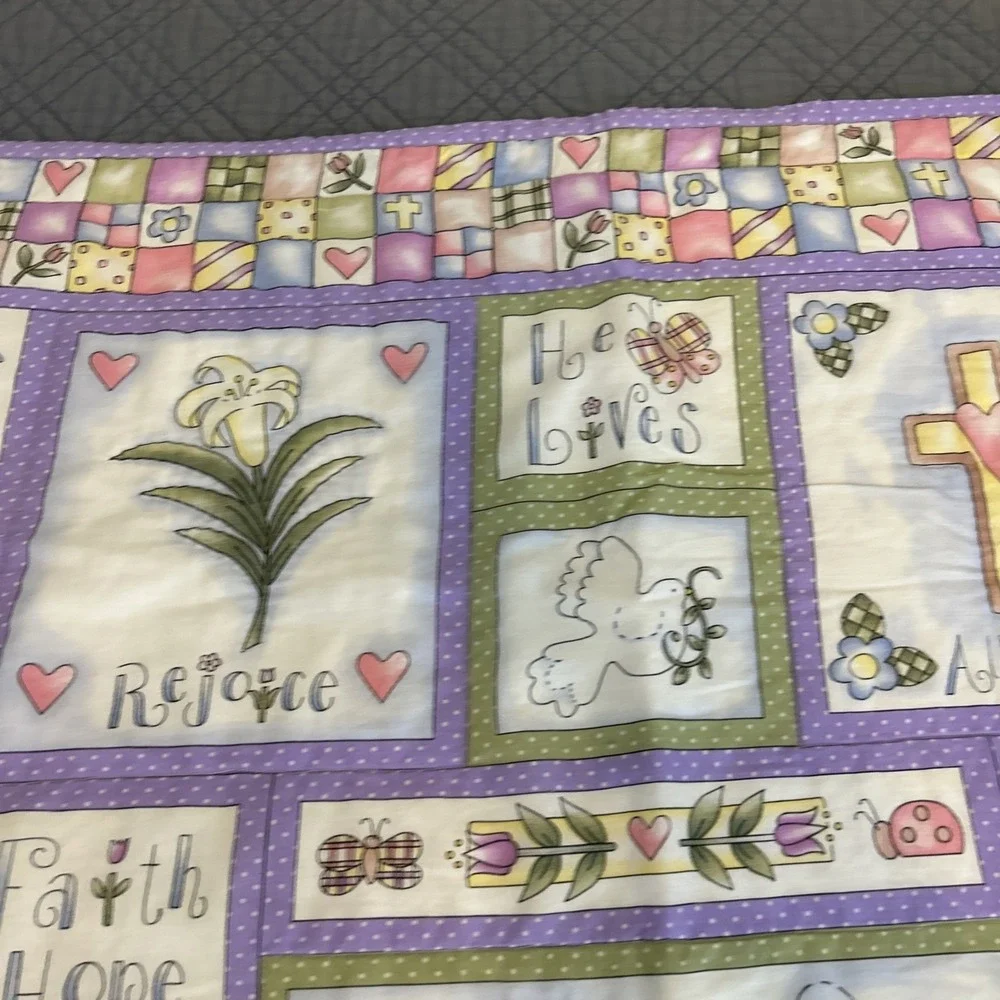 Religious Christian Lamb Cross Quilted Baby Blanket‎ 32x41 Handmade Nursery
